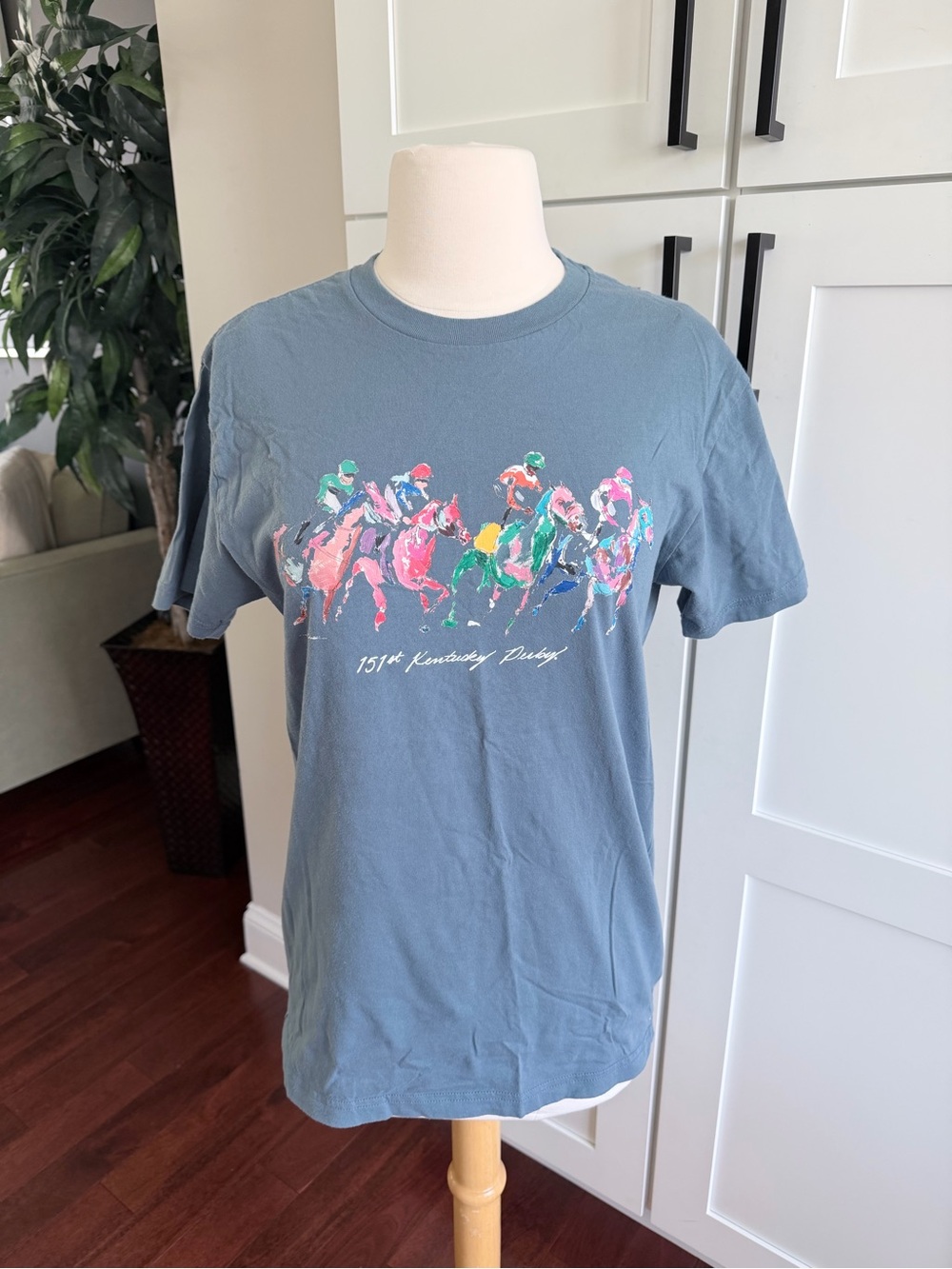 Art of the Derby 151st Four Horses T-Shirt Kentucky Derby Slate Blue Small